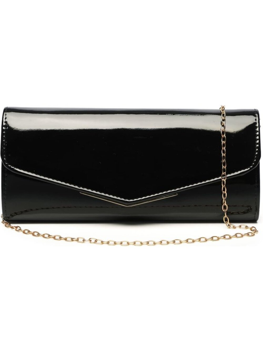 〽️ Women's Black Patent Leather Envelope Clutch Purse Evening Crossbody Bag